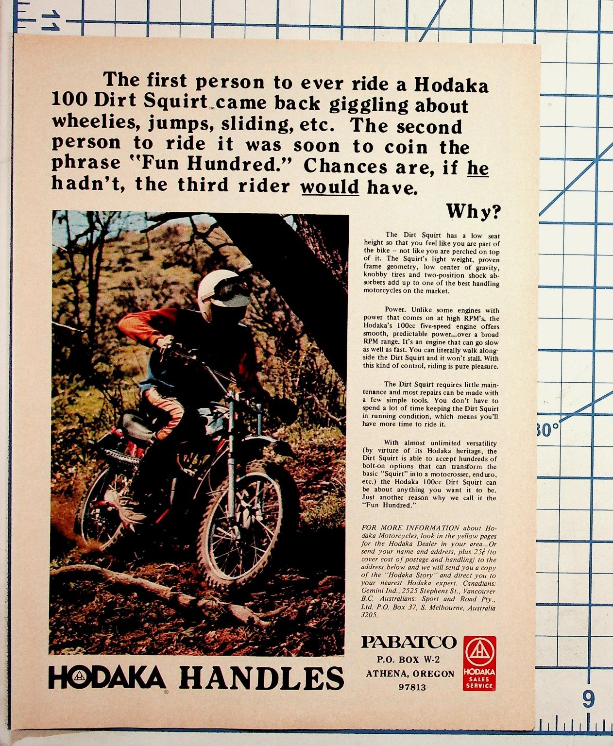 Hodaka 100 Dirt Squirt Motorcycle Vintage Magazine Ad Ephemera