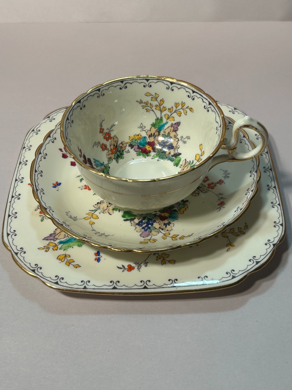 Tuscan China England Tea Cup Saucer Sandwich Plate Trio Vintage