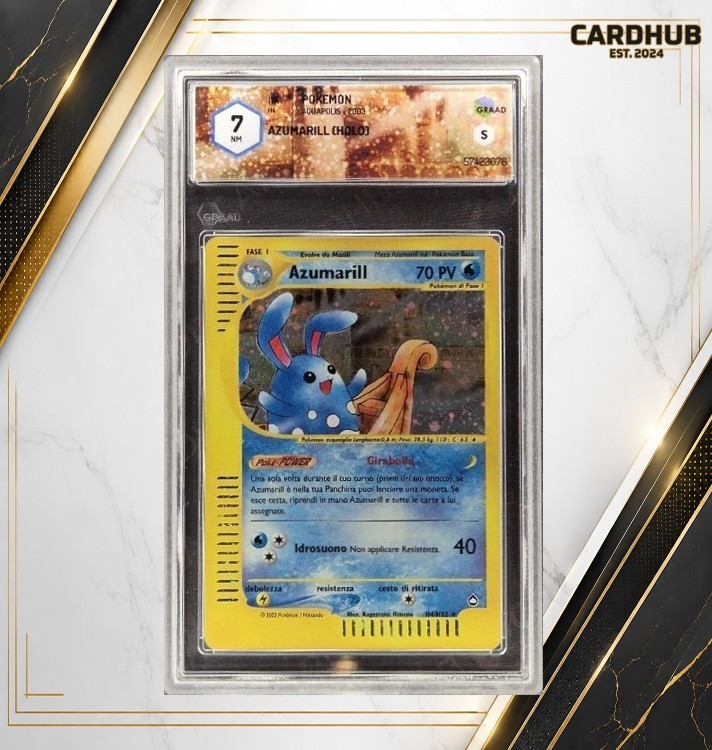 POKEMON AZUMARILL CARD H4/H32 HOLO ITA GRADE 7 GRADE TCG CARD AQUAPOLIS