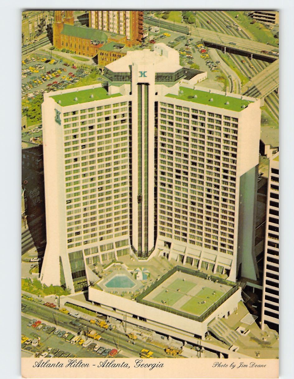 Postcard Aerial View Atlanta Hilton Atlanta Georgia USA