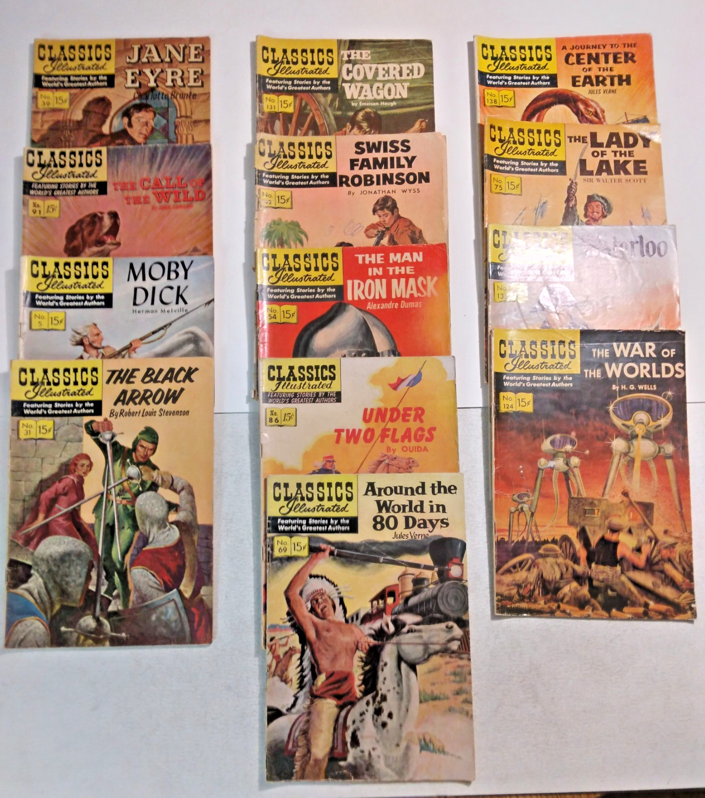 Classics Illustrated Comics Lot of 13 - Moby Dick, War of the Worlds and more.