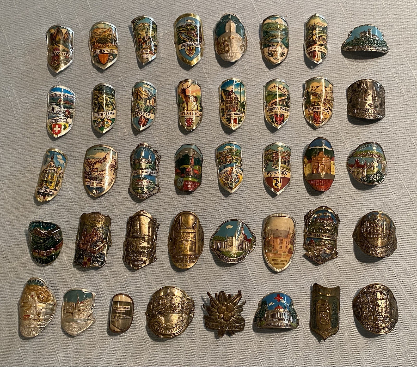 40 Vintage German European Hiking Walking Cane Stick Badges Emblems