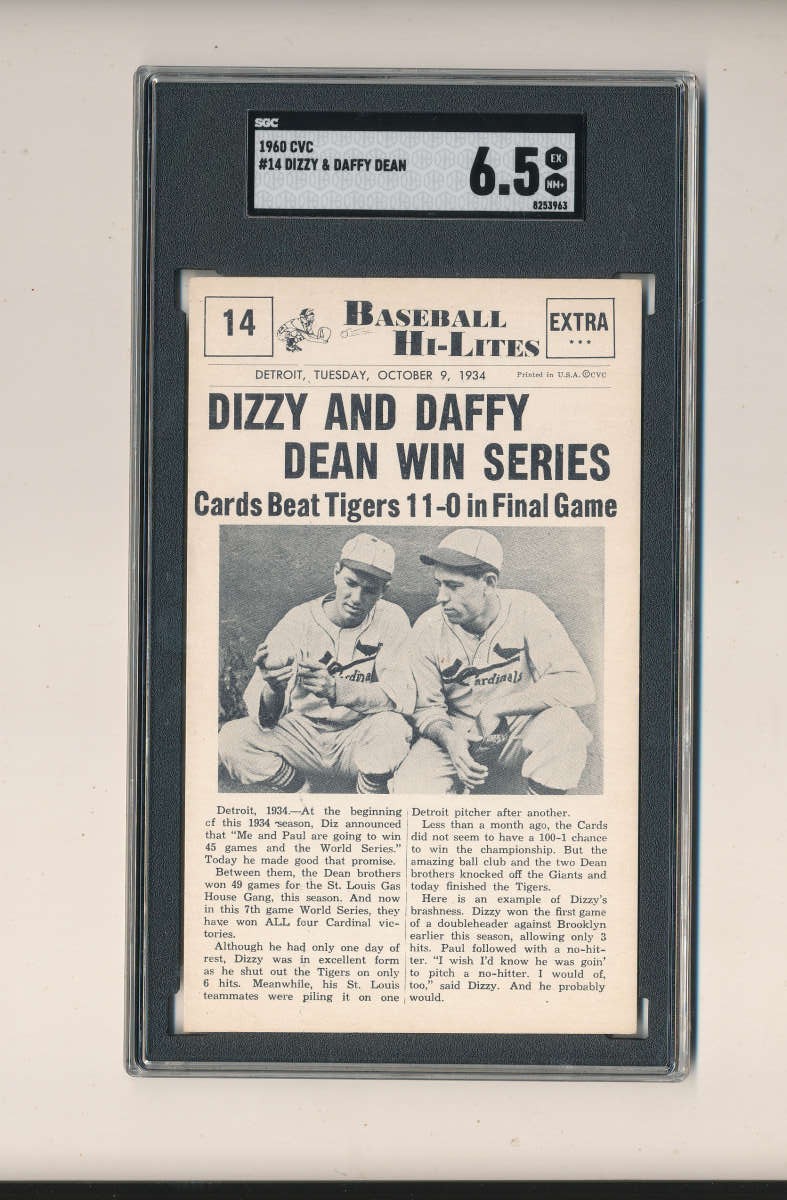 1960 CVC nu-card #14 Dizzy and Daffy Dean baseball hi Lights card em 6.5 sgc bxm