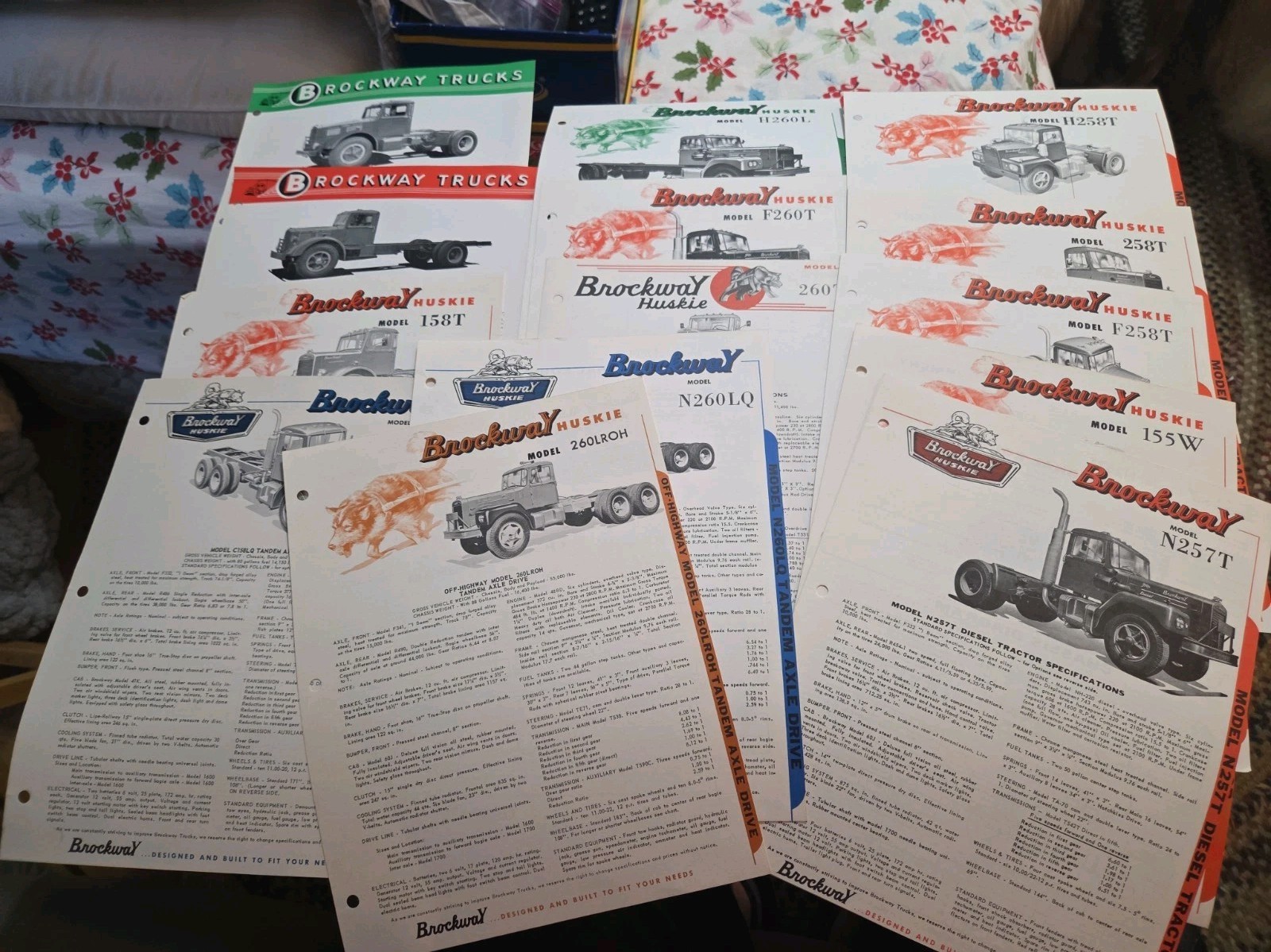 14 1950's-1960's Brockway Trucks  Brochures Specifications Lot 158 257 260  Etc