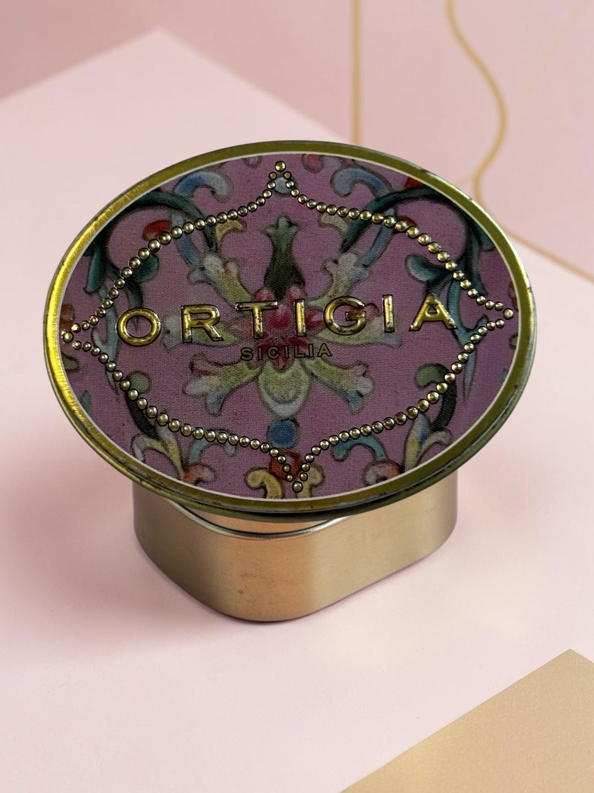 Ortigia Sicilia Empty Soap Tin Aragona Purple Gold Collectible Trinket Pill Box