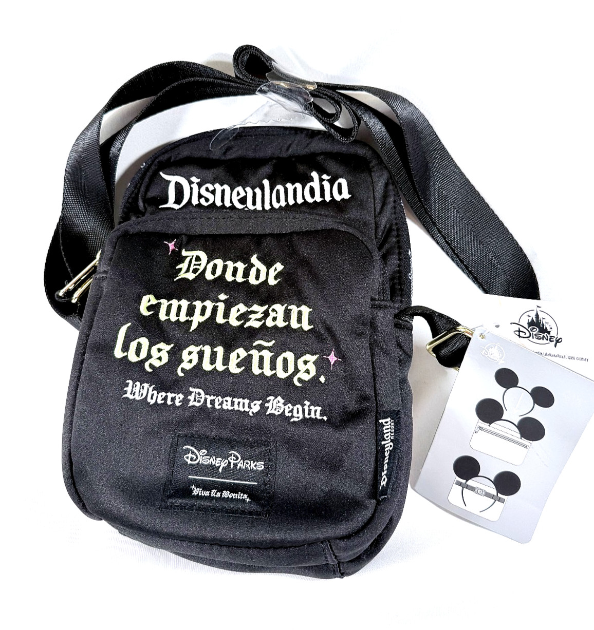 Disney Parks Viva La Bonita DISNEYLANDIA Crossbody Bag Donde Empiezan NWT 2026