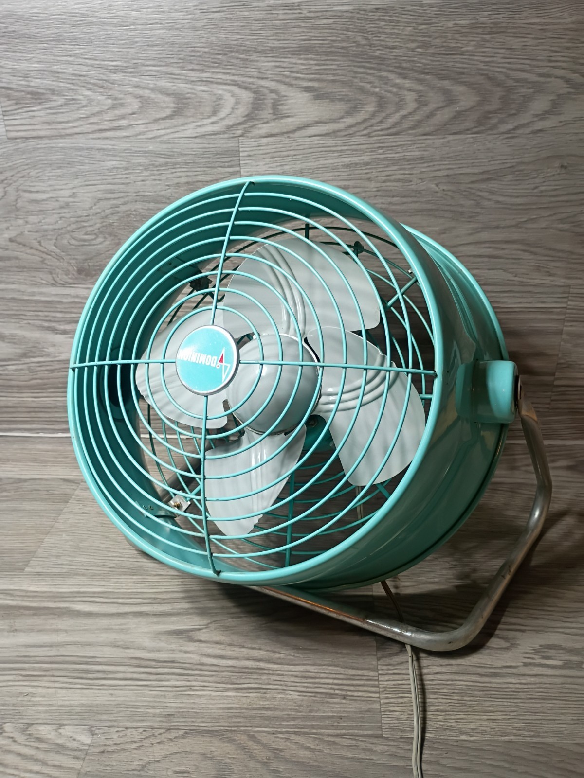 Vintage 12 Inch Dominion Adjustable Fan Aqua Blue 