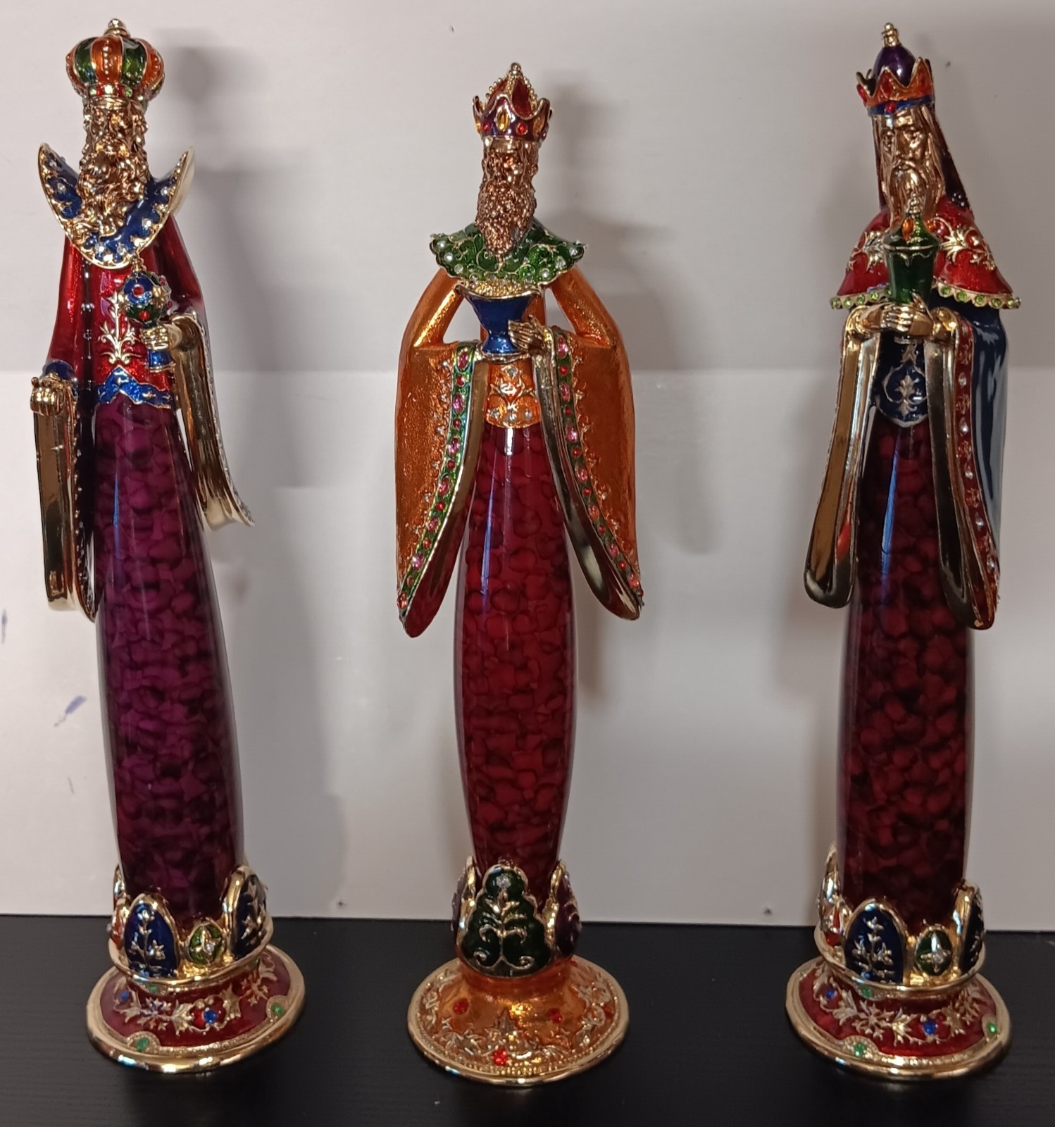 Brass and lacquered 3 wise men magi 13 inches tall stunning Magic Decoration