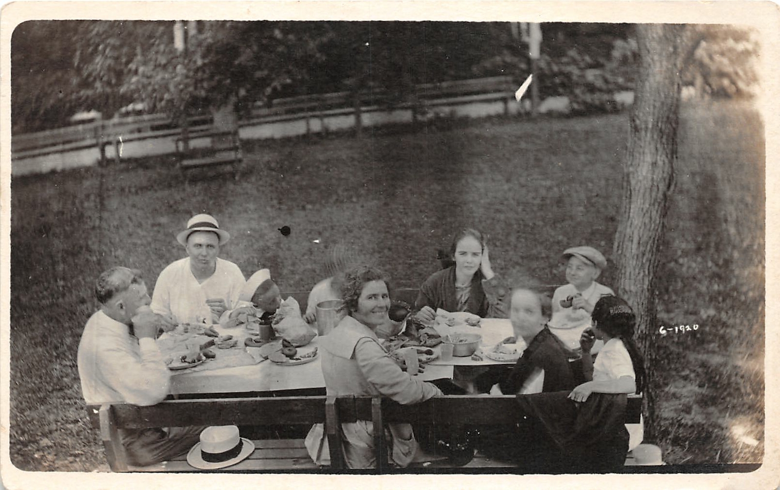 J7/ Lincoln Nebraska RPPC Postcard c1920s Family Picnic at Park 85