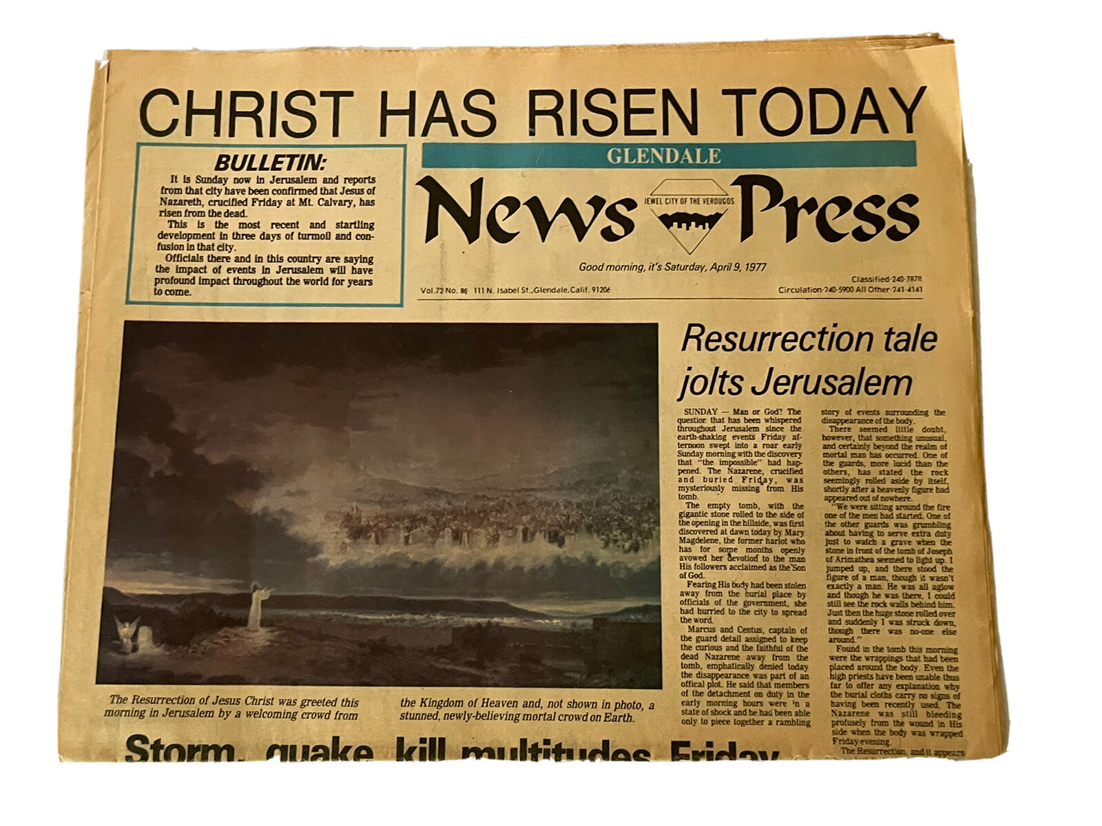 Glendale News Press Newspaper Vintage 70s Christ Has Risen Christian USA Lot 2