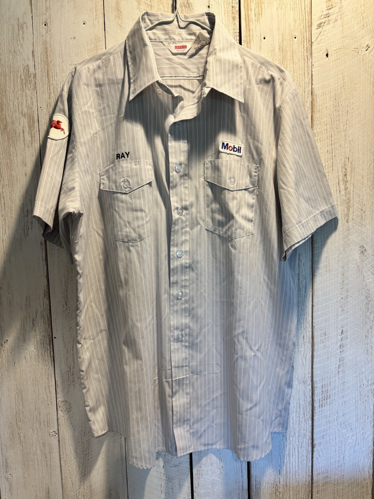 Mobil Men\'s Vintage Oil Shirt Large ￼Unitog Uniform, Gas Service, Pegasus