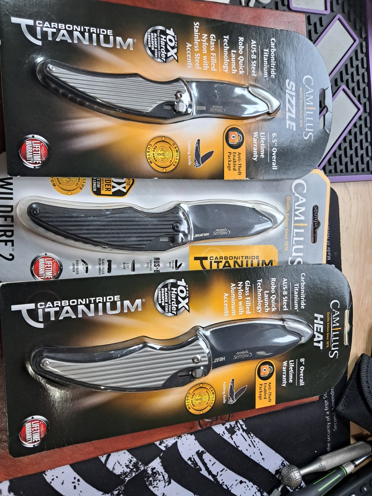Camillus Hawk Design All 3 Sizes Sizzle,wildfire2,heat Discontinued Long Gone