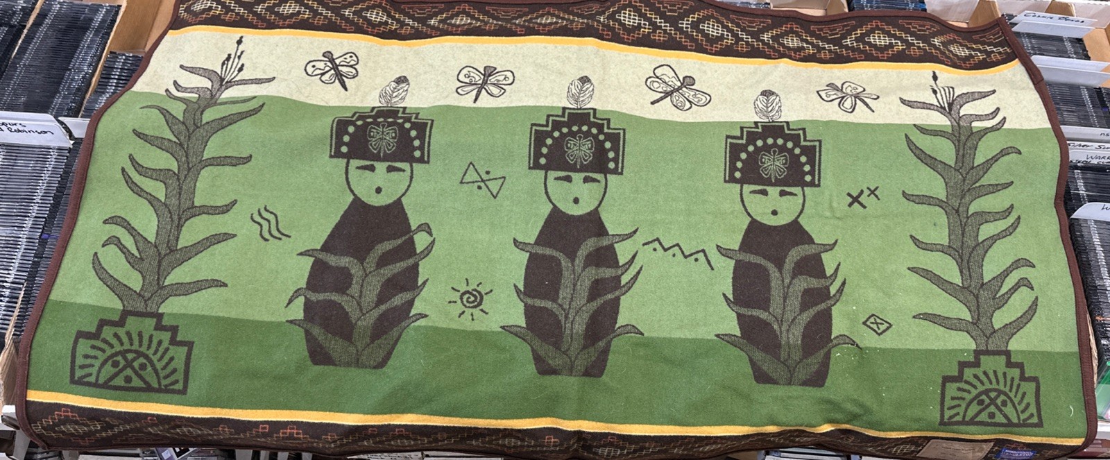 RARE PENDLETON Three Corn Maidens Retired Pueblo Wool Hanging Saddle Blanket Art