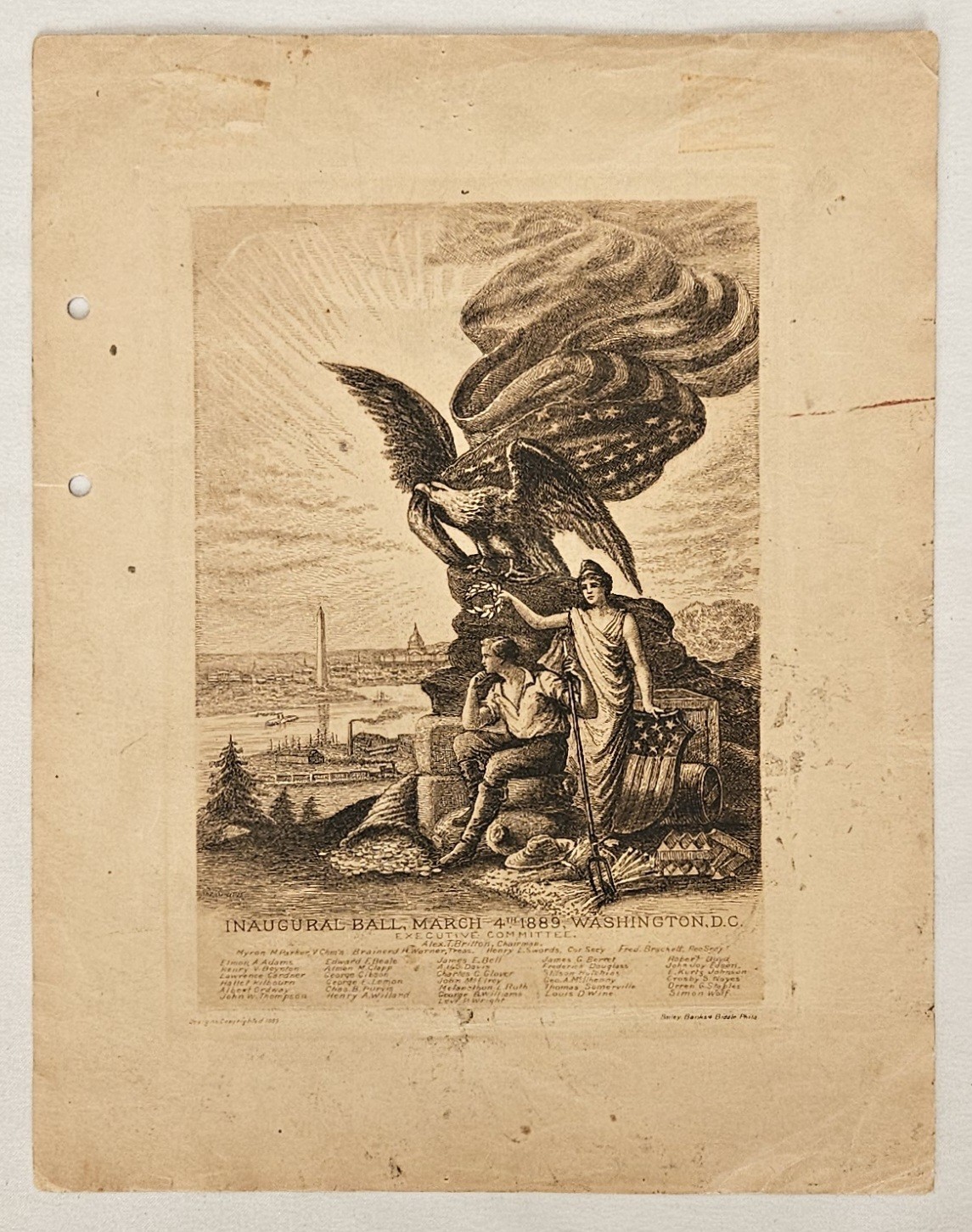 1889 Benjamin Harrison Inaugural Ball Engraving Washington DC March 4