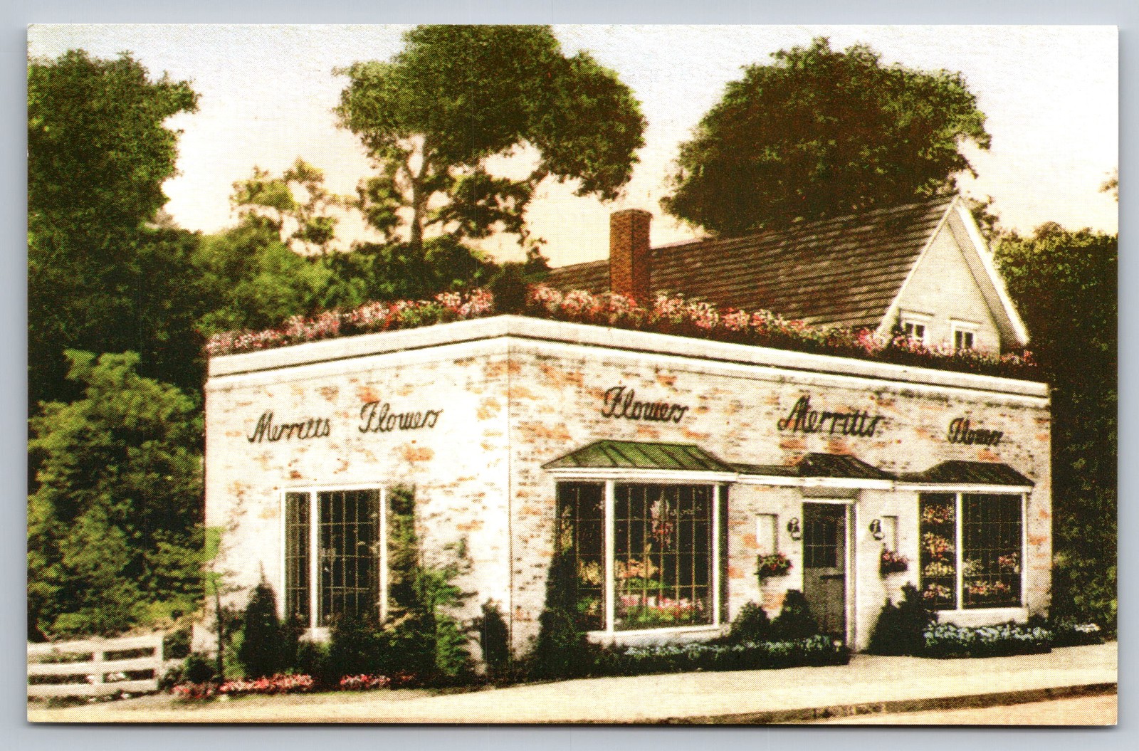 Vintage Postcard- Merritt's House of Flowers Pitman New Jersey Florist Gifts