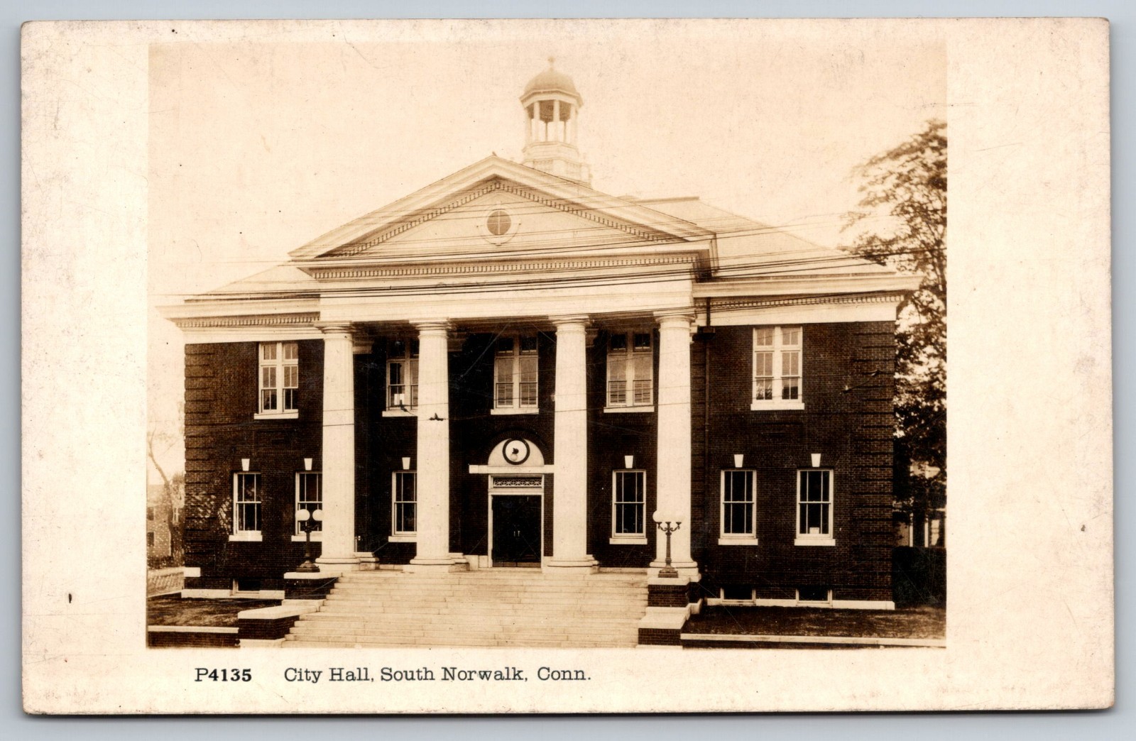 Norwalk Conn RPPC City Hall Building Vintage Photo Postcard