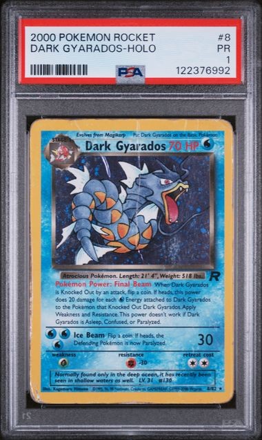 2000 POKEMON ROCKET #8 DARK GYARADOS-HOLO PSA 1