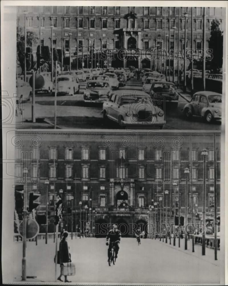 1967 Press Photo Traffic blocked off in front of royal palace in Stockholm