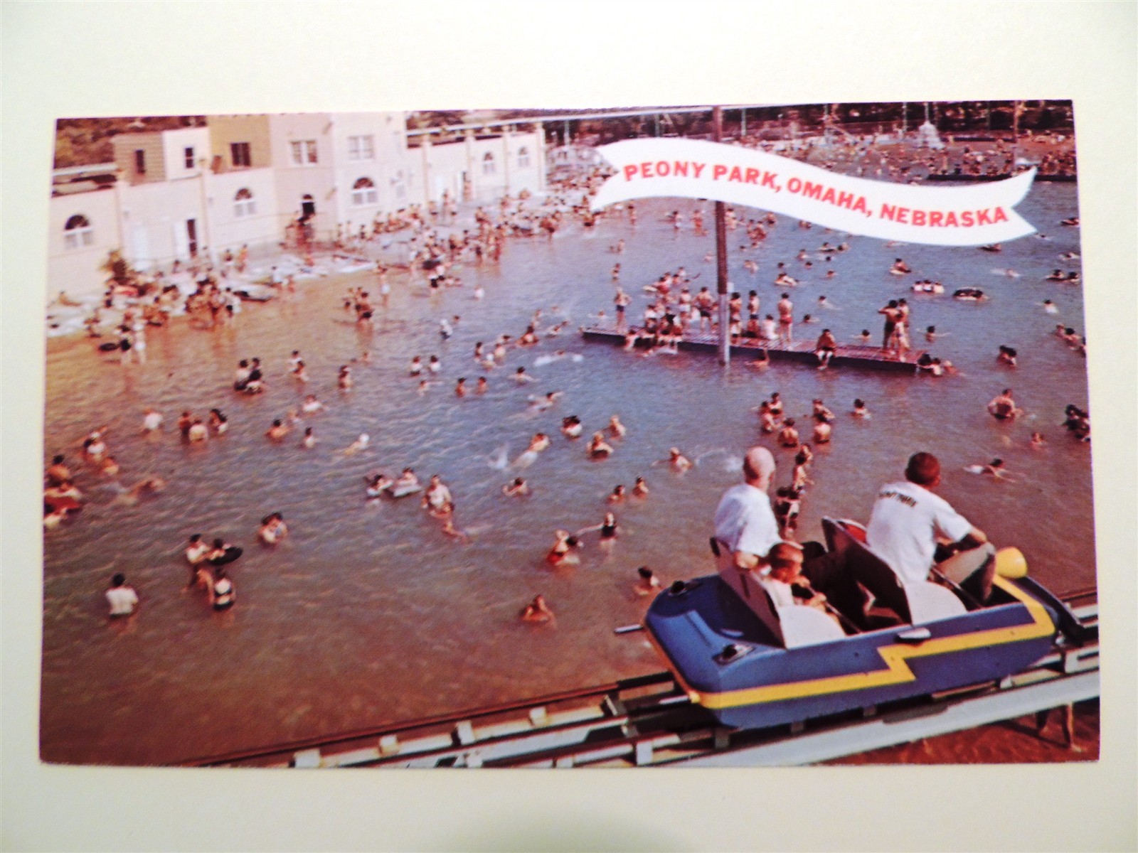 Peony Park Amusement Park Omaha Nebraska postcard artesian water pool 1968