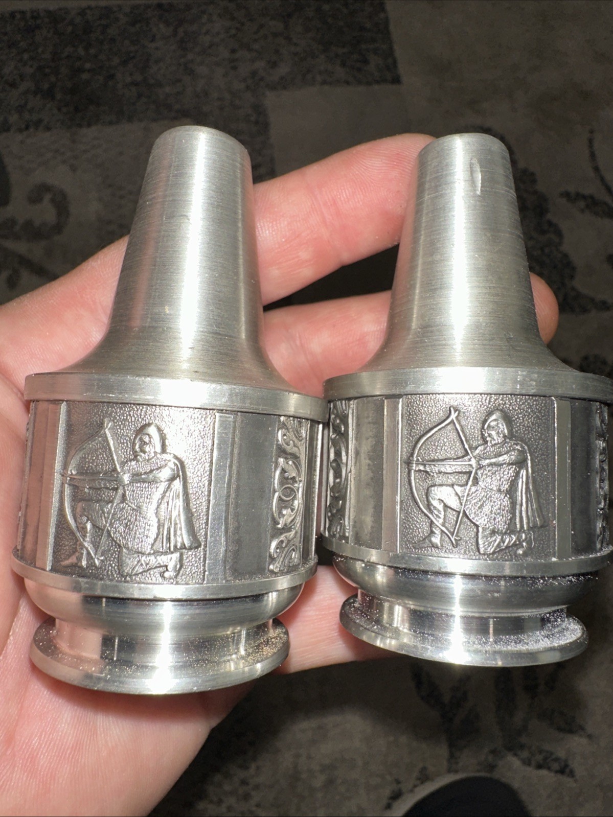 Vintage Konge Norway Pewter Sat & Pepper Shakers
