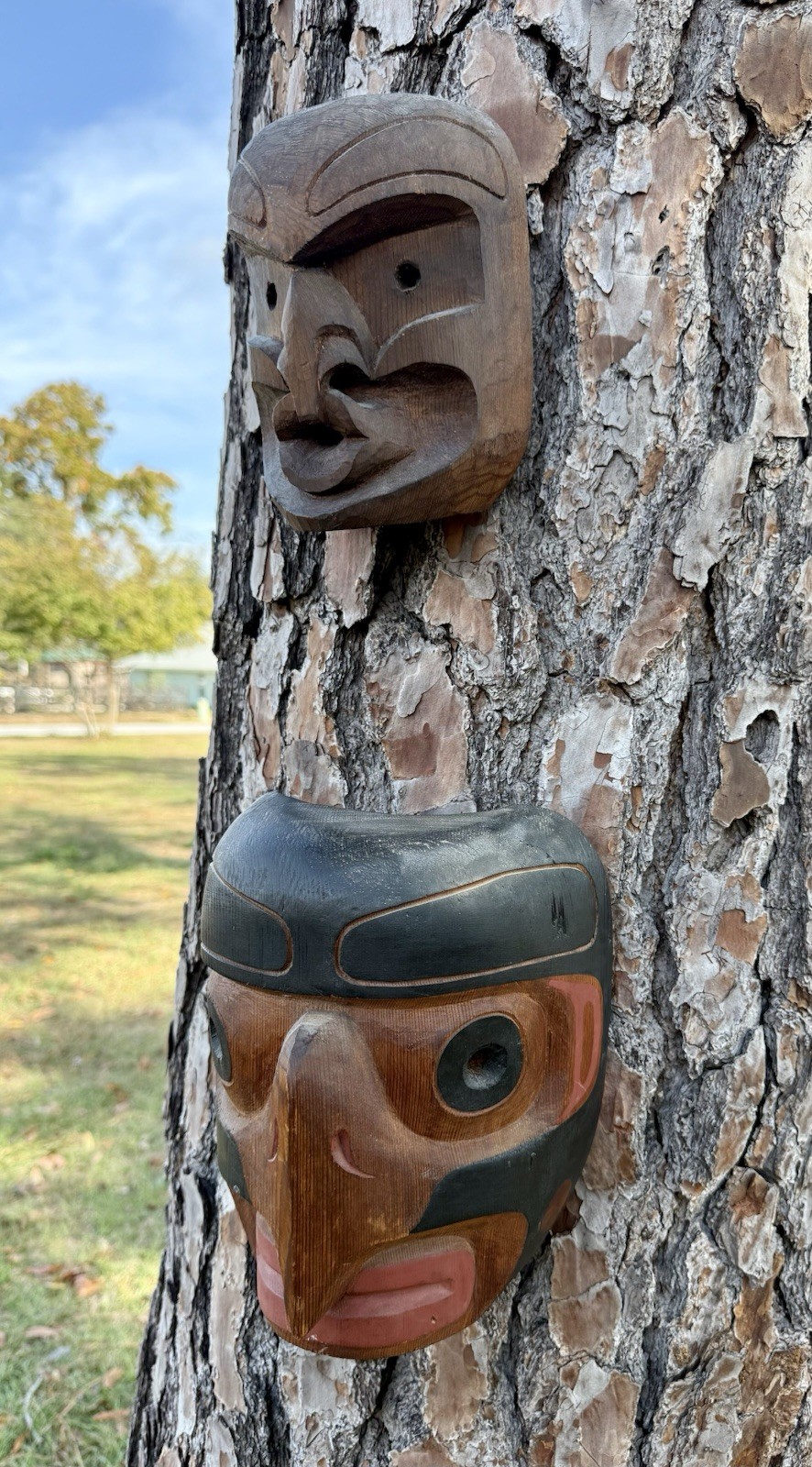 Northwest Coast Cedar Carved Masks by the Late Chief Tony Hunt Sr.