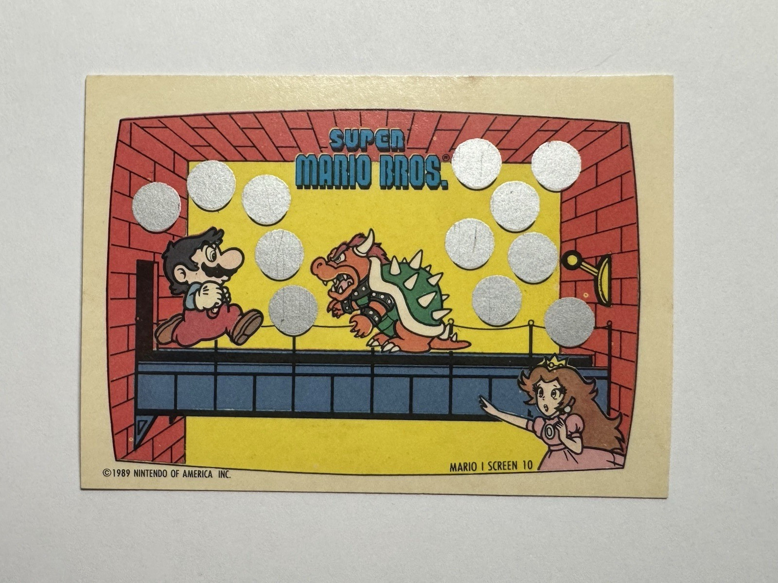 1989 Topps Nintendo Super Mario Bros. Mario 1 Screen 10 Unscratched Card