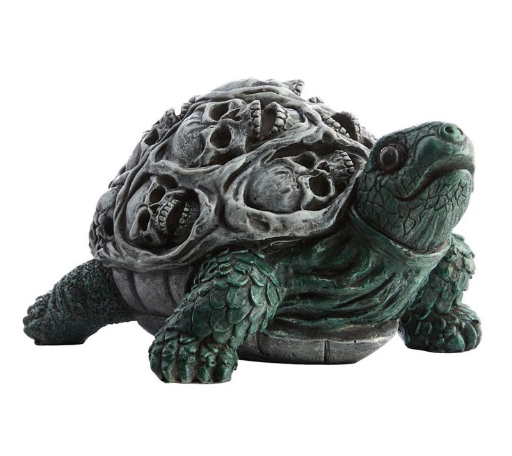 At Home Halloween Grim Garden Skull Textured Turtle Shell Decor