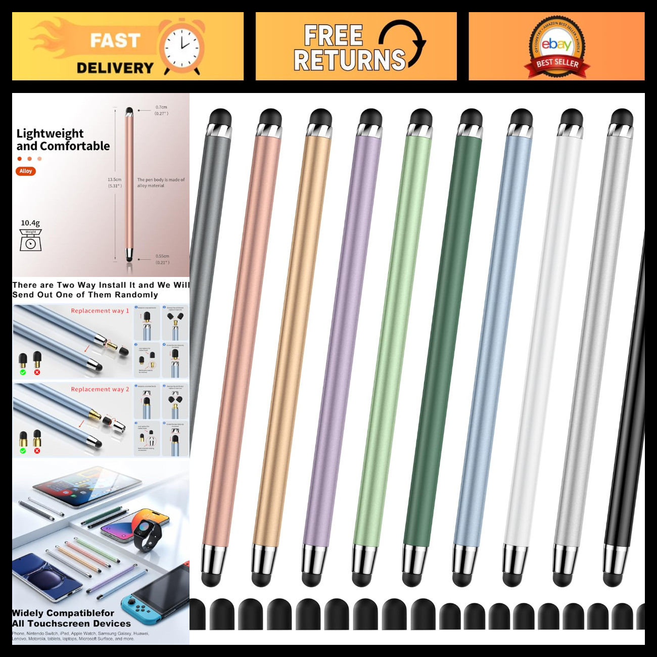 Stylus (10 PCS), Universal Stylus Pen for iPad Touchscreen