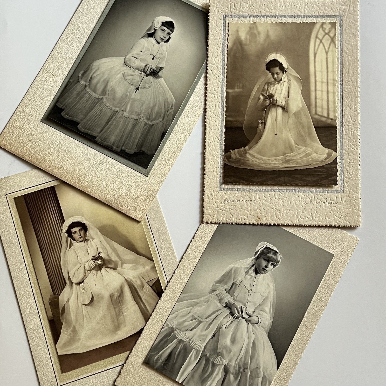 Vintage Studio Photograph Adorable Girl Confirmation Lot Beautiful Dress Veil