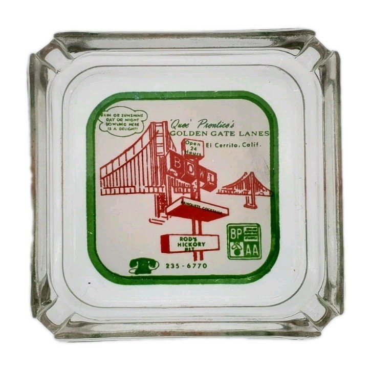 Vintage Marketing Ashtray / Golden Gate Lanes  / California El Cerrito CA