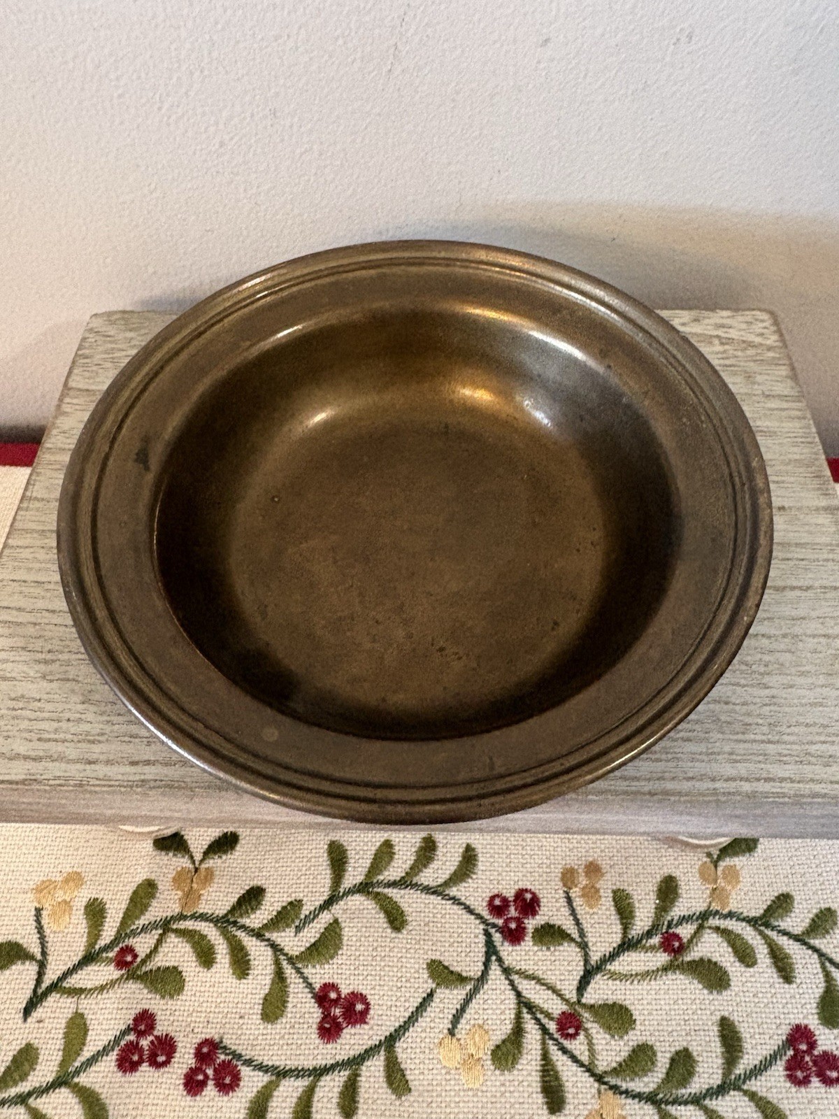Vtg MC Collini Signed Brass Bowl 6” Wide Lip Aged Heavy Nice Piece Mid Century