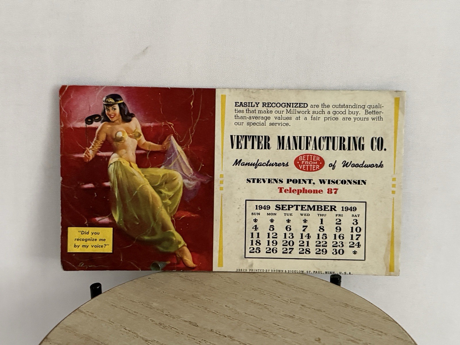Vintage Advertising Vetter Manufacturing Stevens Point WI 1949 3.5 x 6