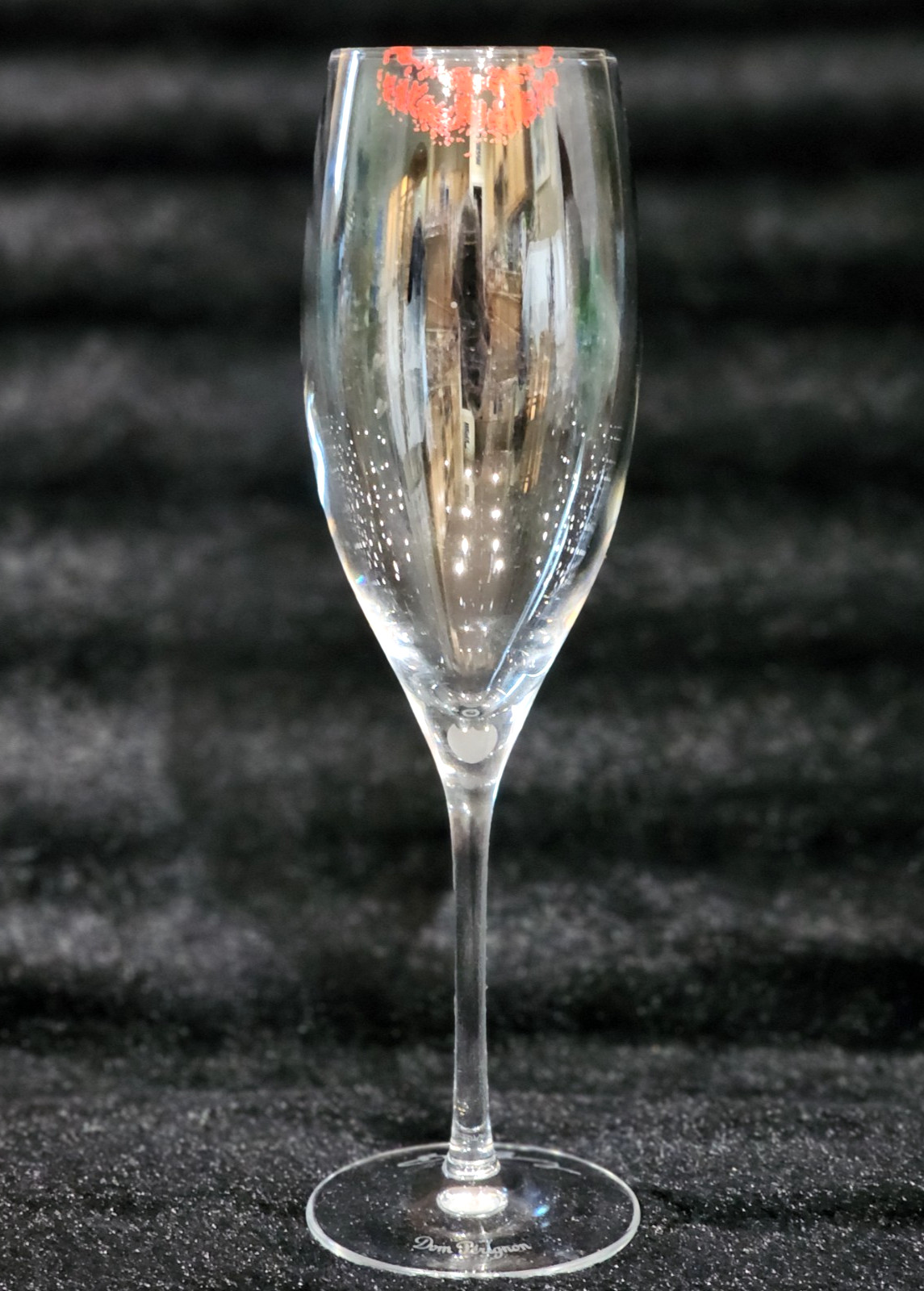 RARE Dom Perignon Champagne Flute STOLEN KISSES Sylvie Fleury Red Lips Lipstick 