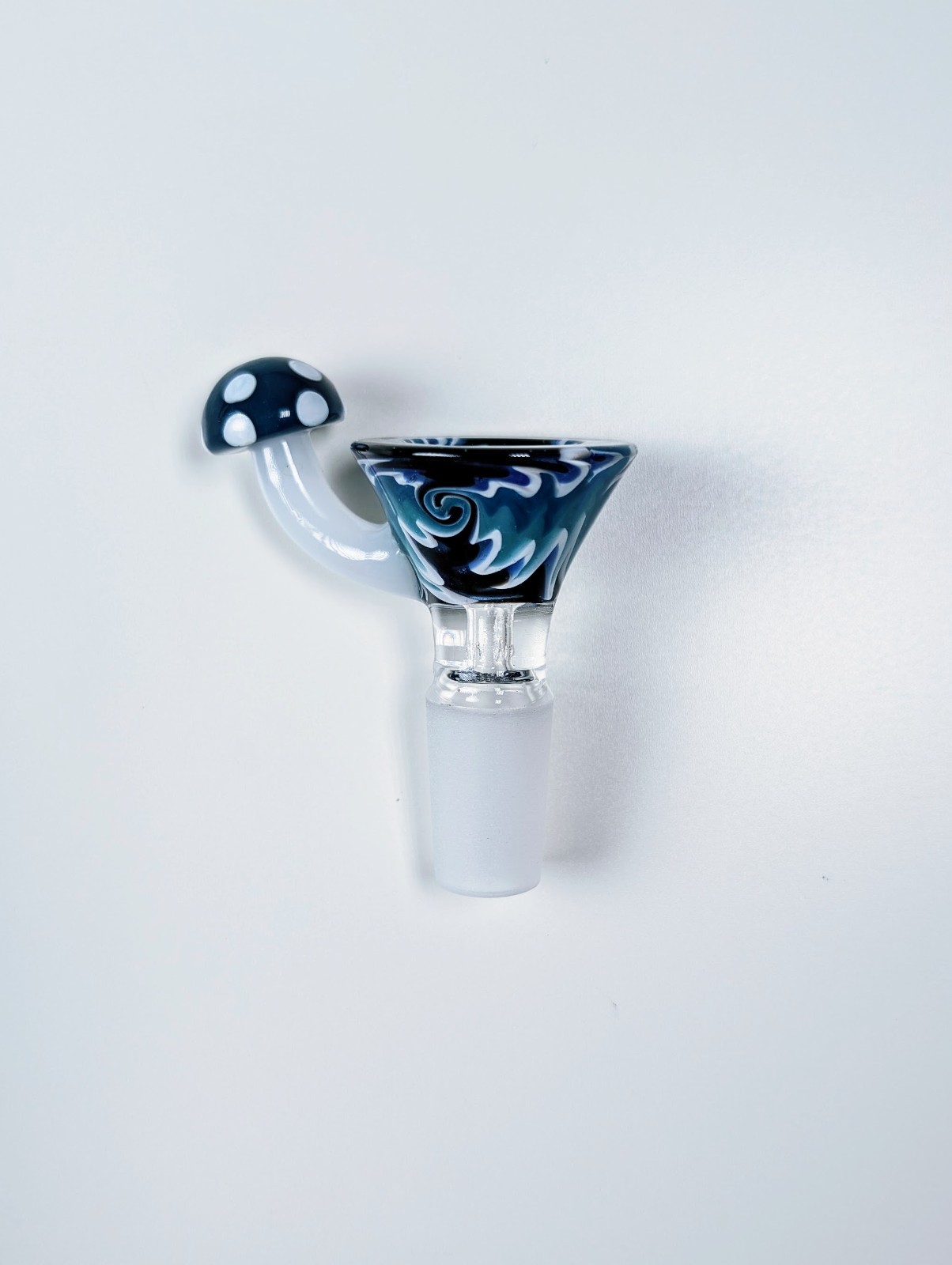 14mm Blue Ice Mushroom Wig Wag Premium Quality Glass Bowl Slide Bong Water Pipe