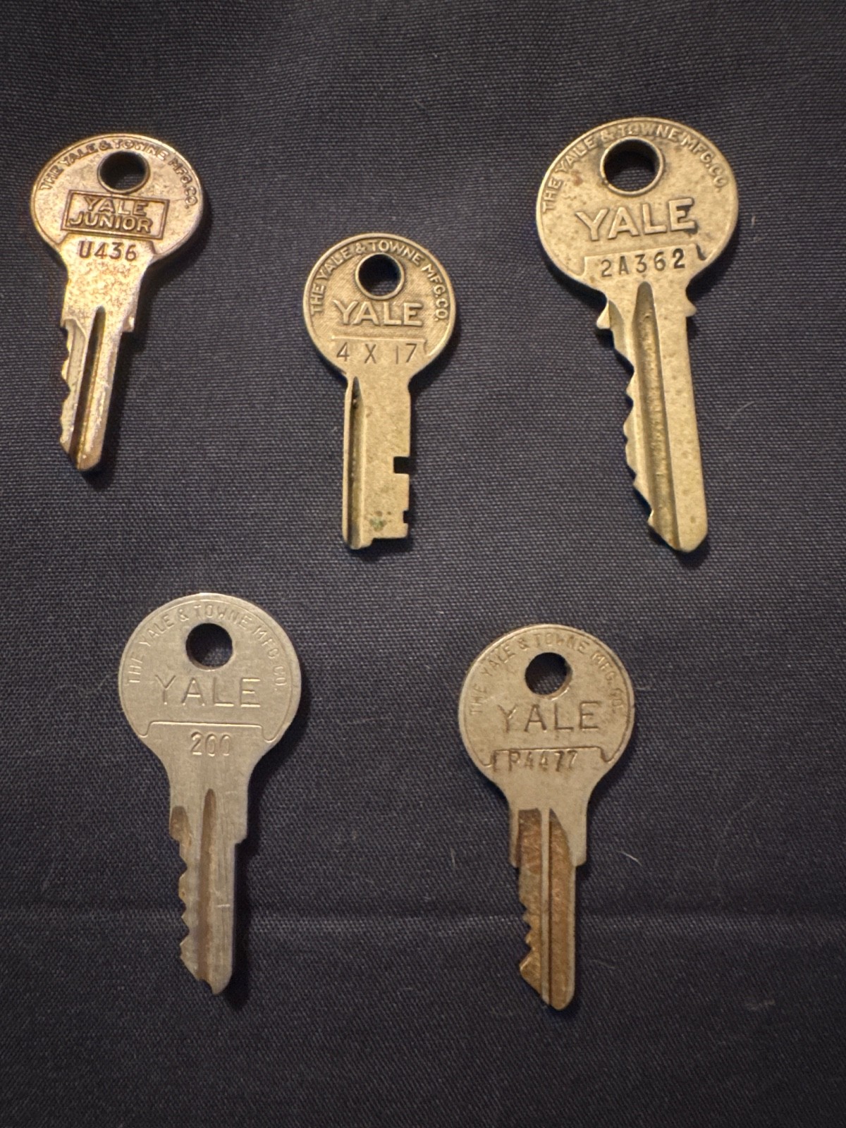 Vintage Antique Yale & Towne Key Lot - Stamped Padlock, Cabinet 4X17 & Master Co
