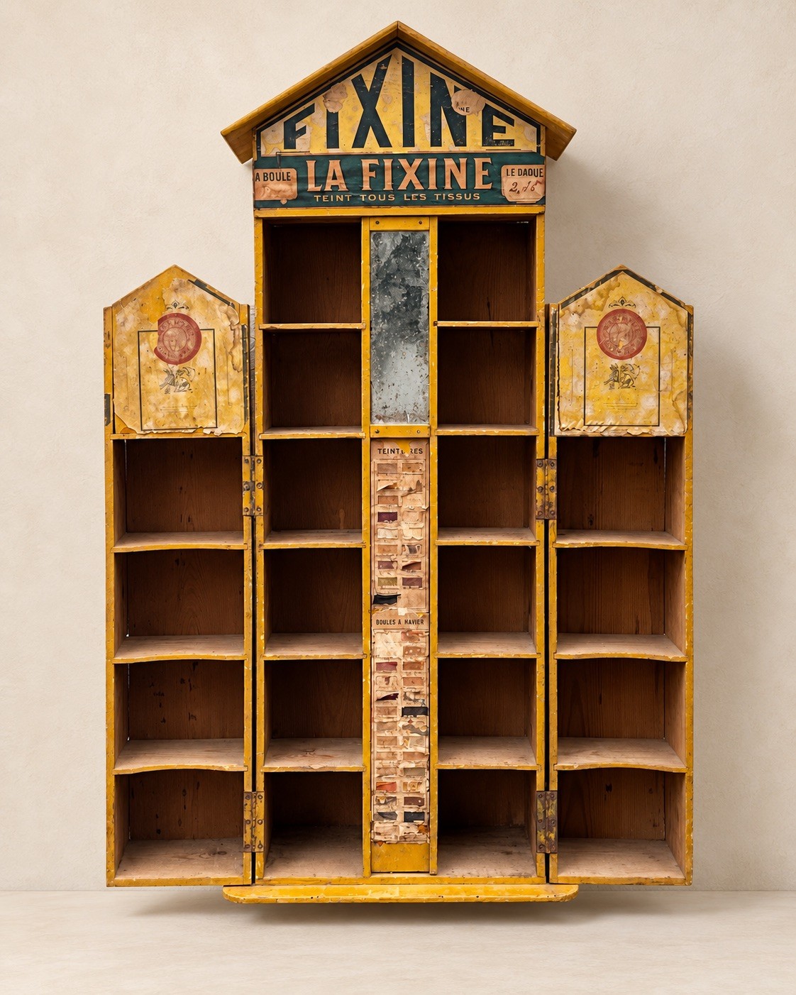 Rare 1920s French La Fixine Advertising Shop Display Cabinet Textile Dye