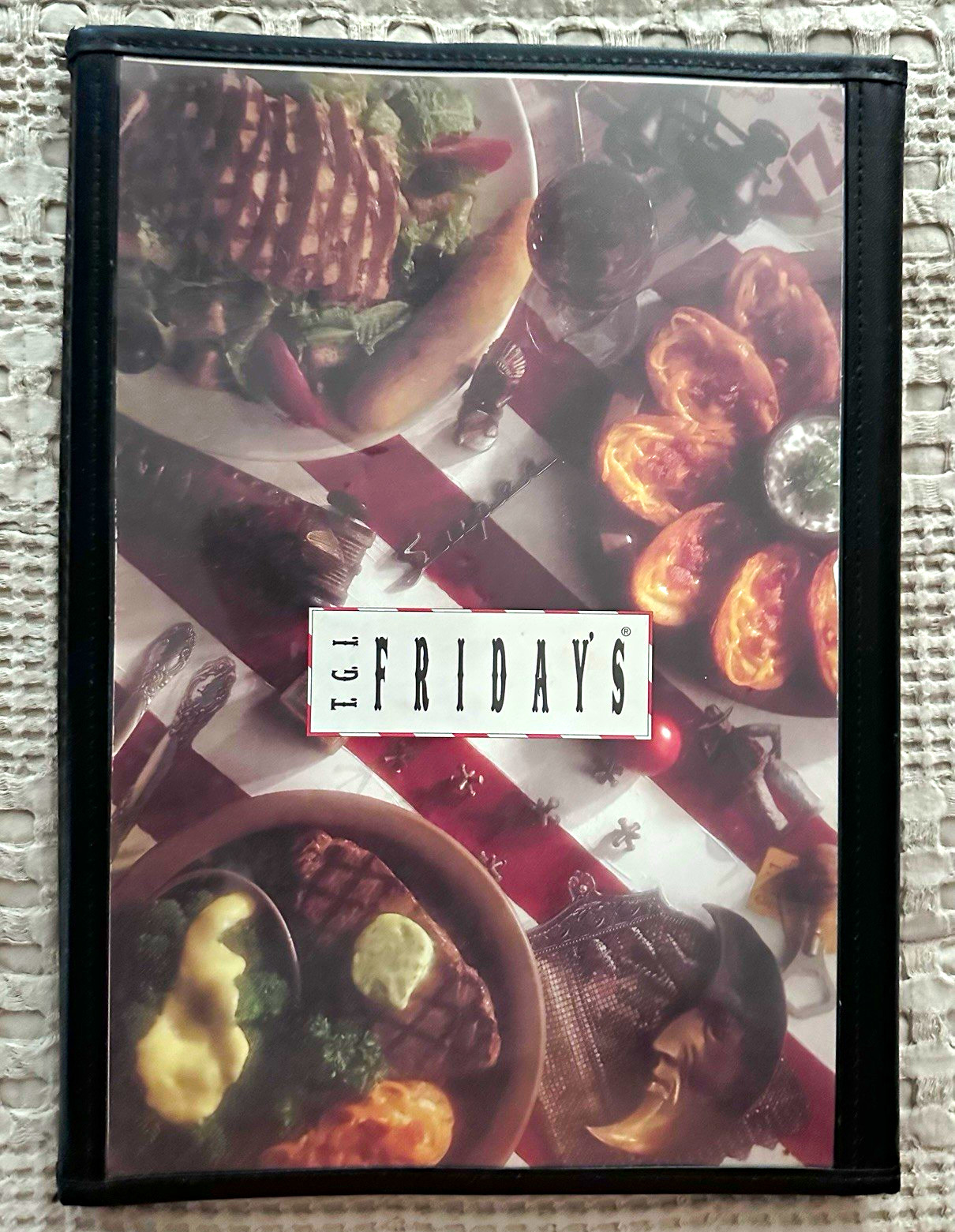 Vintage 1996 TGI Fridays Restaurant Menu Complete Trifold Folder 90s Memorabilia