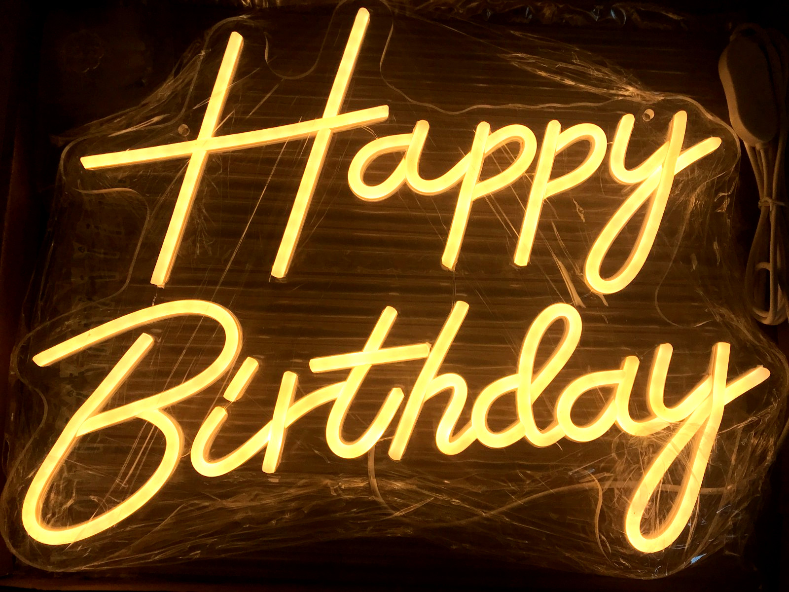 Happy Birthday LED Neon Sign Warm White Dimmable USB Birthday Party Wall Decor