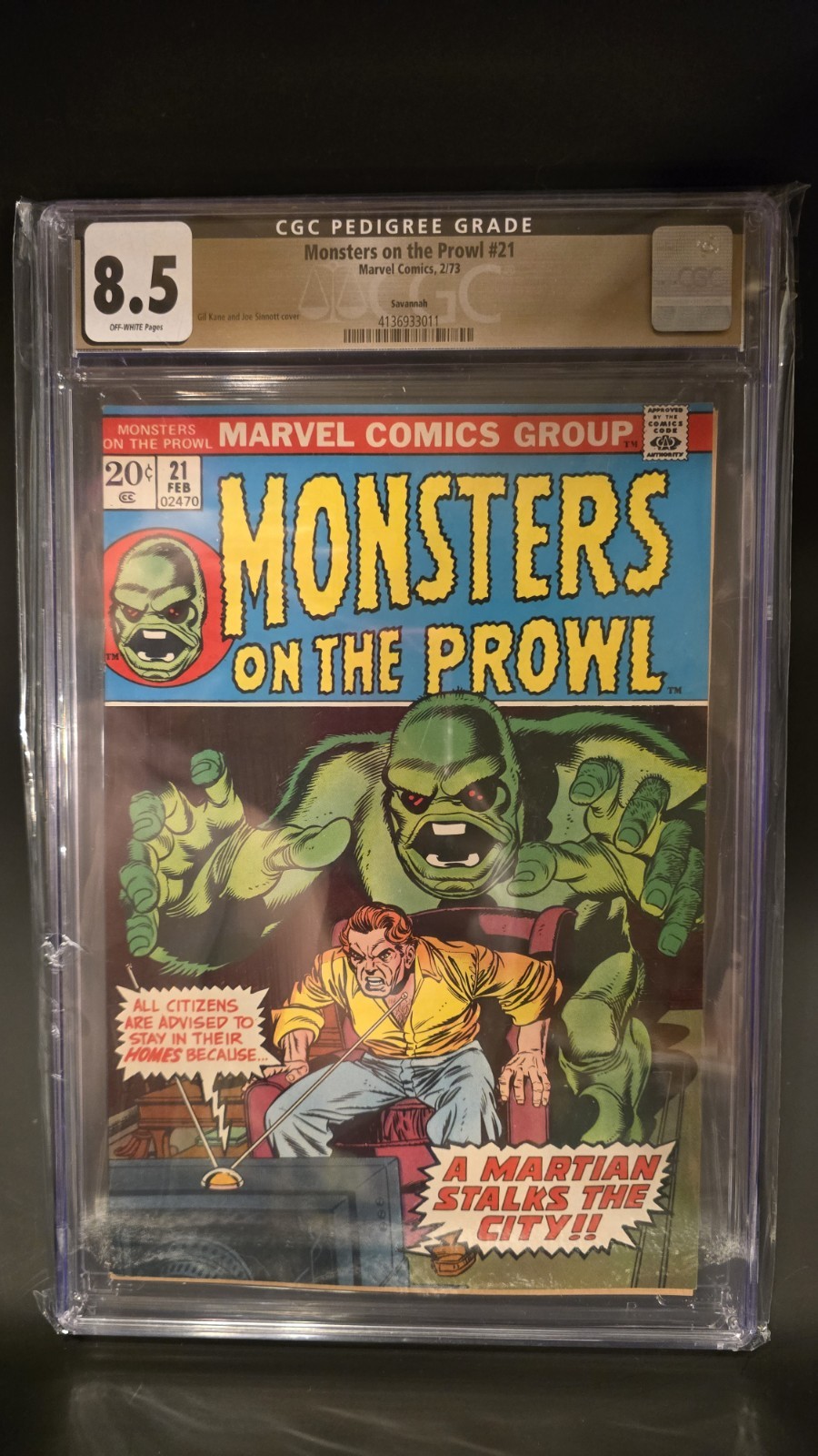 Monsters on the Prowl #21 CGC 8.5 Marvel Comics 1973 Bronze Age Kane/Sinnott