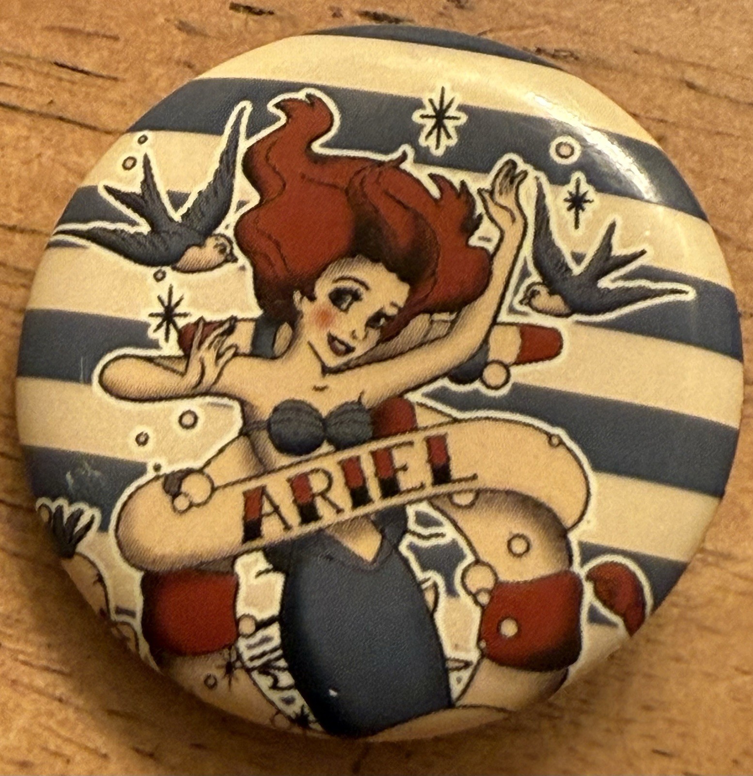 ARIEL LITTLE MERMAID MOVIE PIN BUTTON 1.25” Disney Rare