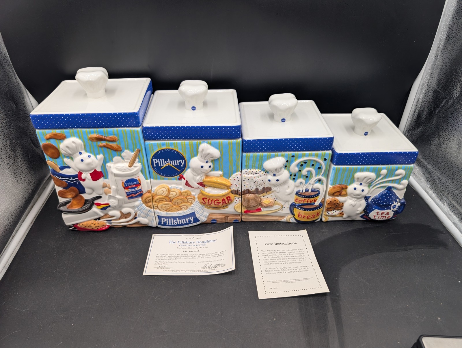 Pillsbury Doughboy  Danbury Mint Canister Set 4 Pieces Never Used W Certificate 