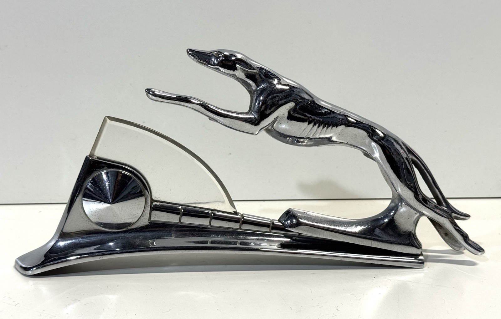 Vintage Antique Chrome Greyhound Dog Car Mascot Hood Ornament As Is For Repair