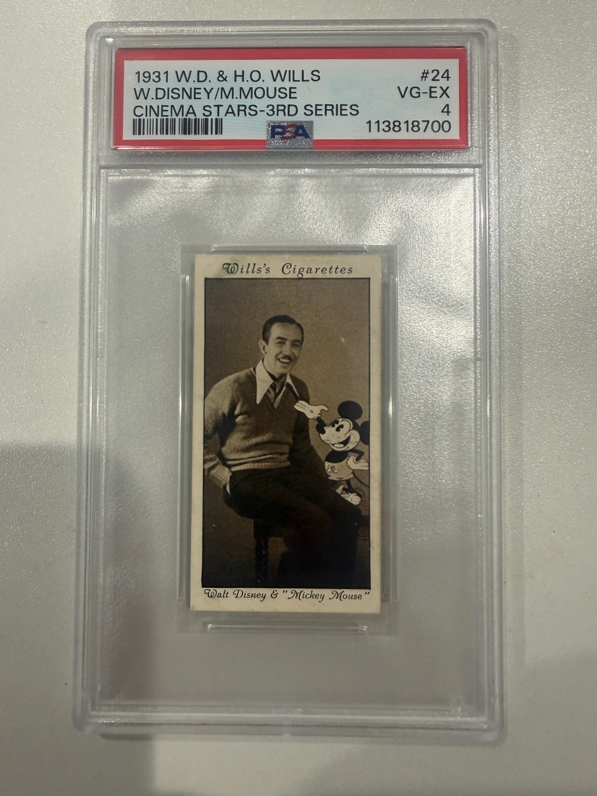 1931 W.D. & H.O. Wills Cinema Stars #24 Walt Disney / Mickey Mouse PSA 4