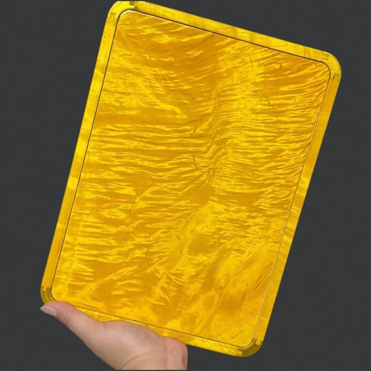 Golden Phoebe Full Water Ripple Tray 30x22x3cm Solid Wood Tea/Candy hot