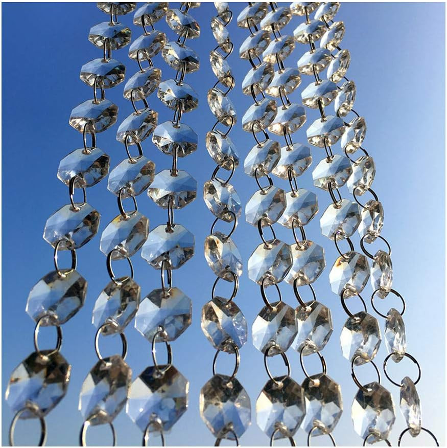 33 FT Clear Glass Crystal Garland Octagon Beads Hanging Chain 33 FT Clear Glass Crystal Garland Octagon Beads Hanging Chain