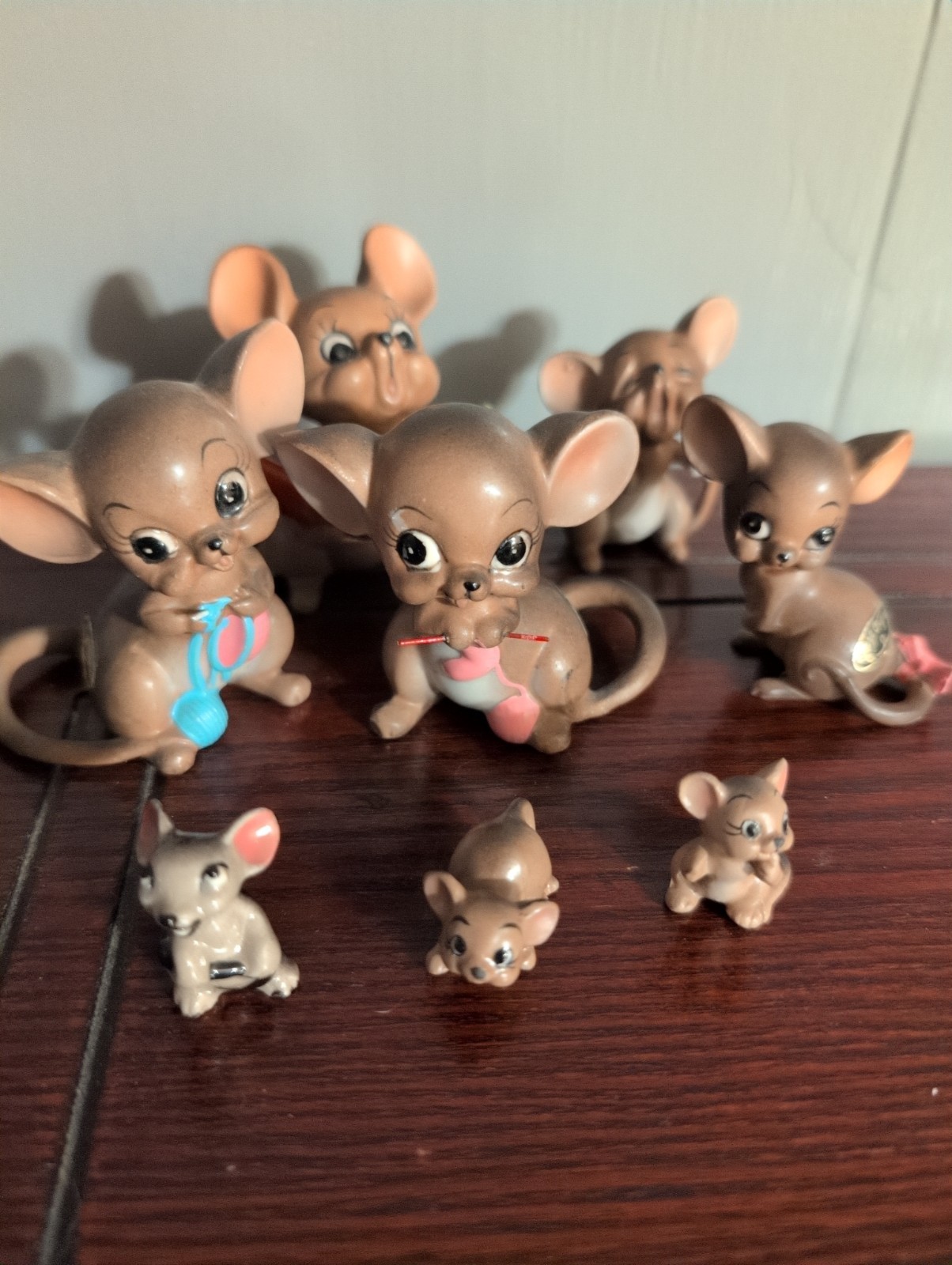 Vintage Josef Originals Mouce Village Ceramic Figurines Lot Of 8 Japan Kitsch