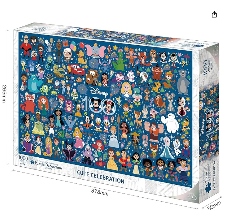 Disney 100th Cute Celebration 1000pc Jigsaw Puzzle Mickey Pixar Tenyo Japan