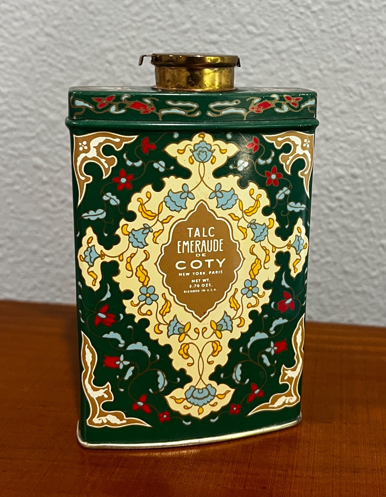 Emeraude by Coty Talc NY Paris 3.7oz Tin Original Contents Vtg 1920s 30s Vanity