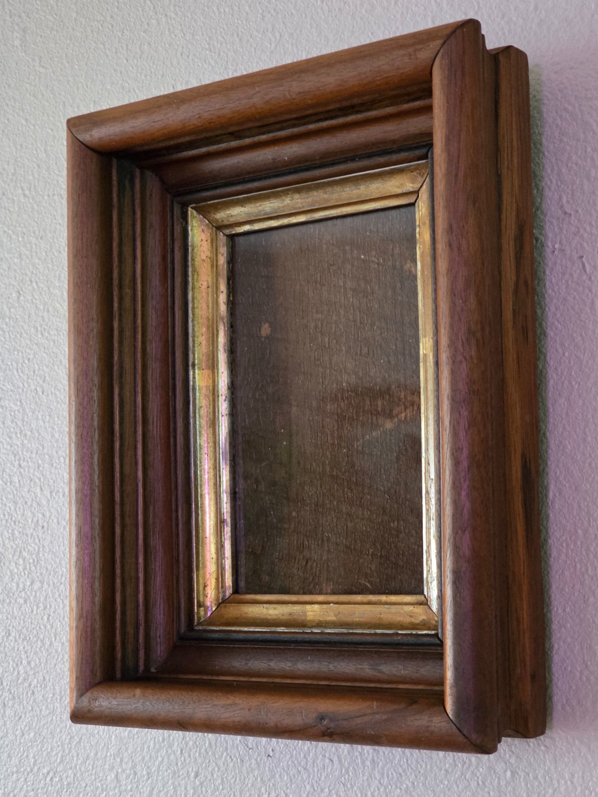Barn Fresh Victorian Antique Walnut Gold Gilt Deep Well Picture Frame Eastlake