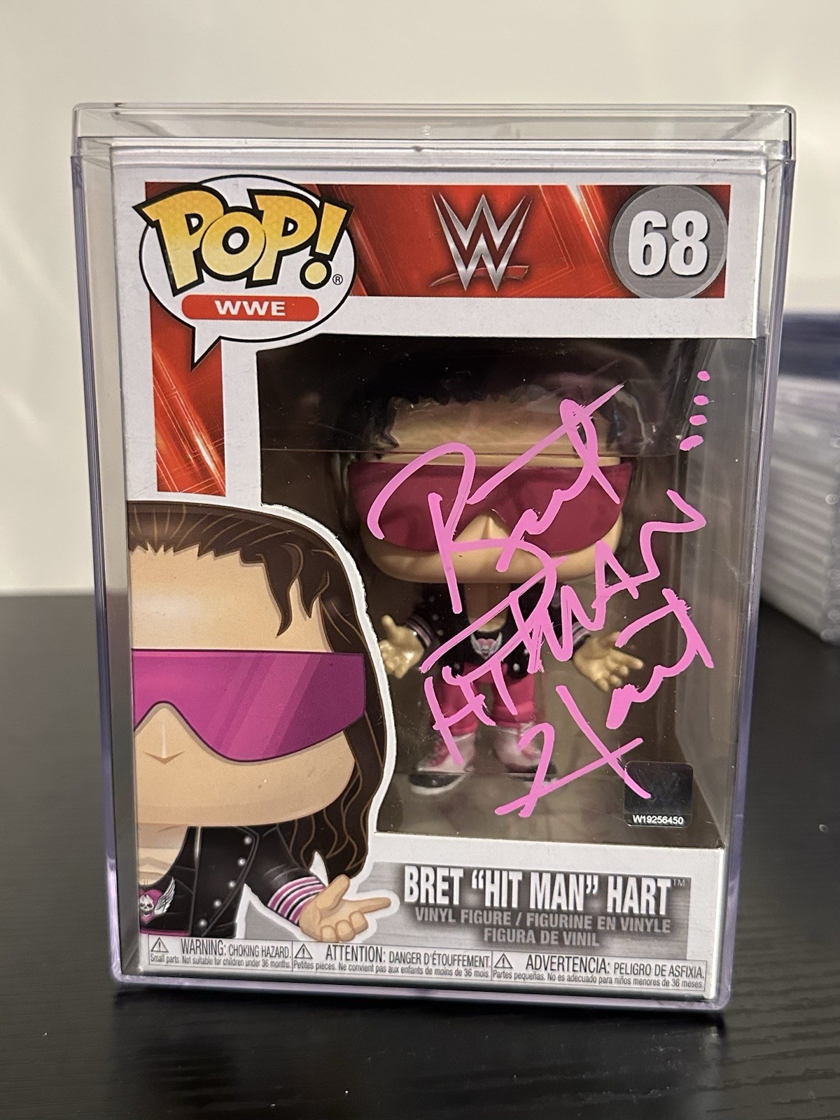 WWE Funko Pop Bret “Hit Man” Hart #68 Autographed + Hard Stack Protector No COA